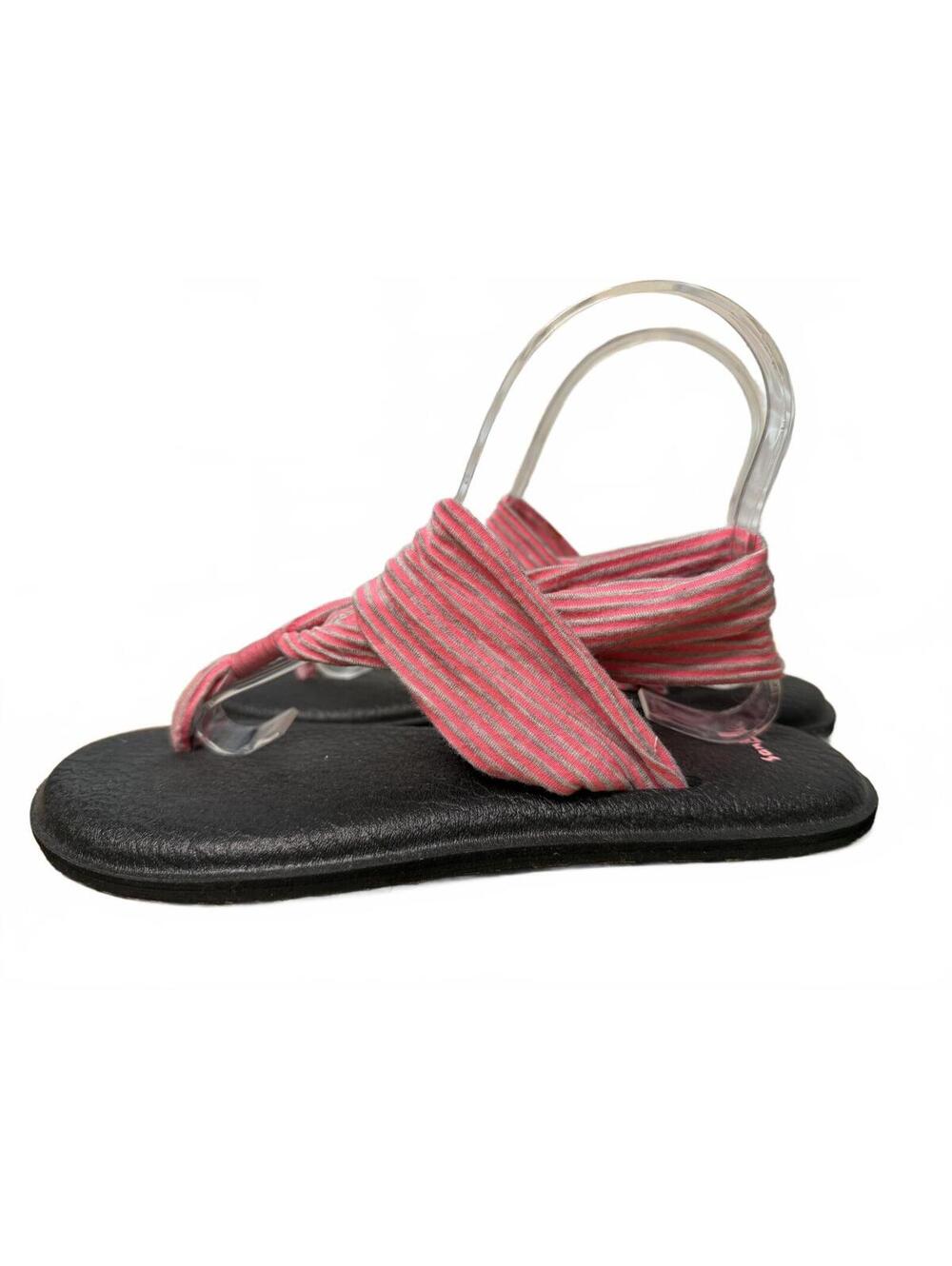 Sanuk Yoga Sling 2 Pink Stripe Sandals Womens Size 8